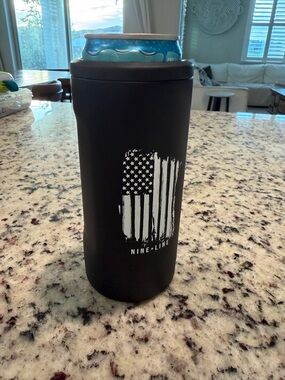 Nine Line Black Insulated Tumbler with American Flag